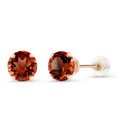 thumbnail image 1 of Gem Stone King 10K Rose Gold Red Garnet Stud Earrings for Women Men (2.00 Ct, Gemstone Birthstone Round 6MM), 1 of 4