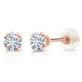 thumbnail image 1 of Gem Stone King 10K Rose Gold White Moissanite Stud Earrings for Women Men (0.46 Cttw, Round 4MM), 1 of 3