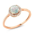 thumbnail image 1 of Gem Stone King 10K Rose Gold White Simulated Opal and Diamond Engagement Ring for Women | 0.97 Cttw | Size 7, 1 of 5
