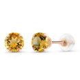 thumbnail image 1 of Gem Stone King 10K Rose Gold Yellow Citrine Stud Earrings for Women Men (0.90 Cttw, Gemstone Birthstone, Round 5MM), 1 of 4