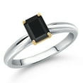 thumbnail image 1 of Gem Stone King 10K Two Tone Gold Black Onyx Engagement Ring for Women | 0.56 Cttw | Octagon 6X4MM | Gemstone December Birthstone | Size 5, 1 of 6