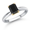thumbnail image 1 of Gem Stone King 10K Two Tone Gold Black Onyx Engagement Ring for Women | 0.97 Cttw | Octagon 7X5MM | Gemstone December Birthstone | Size 8, 1 of 6