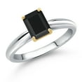 thumbnail image 1 of Gem Stone King 10K Two Tone Gold Black Onyx Engagement Ring for Women | 0.97 Cttw | Octagon 7X5MM | Gemstone December Birthstone | Size 9, 1 of 6