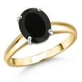 thumbnail image 1 of Gem Stone King 10K Two Tone Gold Black Onyx Engagement Ring for Women | 2.00 Cttw | Oval 9X7MM | Gemstone December Birthstone | Size 9, 1 of 6