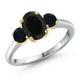 thumbnail image 1 of Gem Stone King 10K Two Tone Gold Black Onyx Engagement Ring for Women | 2.04 Cttw | Oval 8X6MM | Gemstone December Birthstone | Size 7, 1 of 6