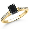 thumbnail image 1 of Gem Stone King 10K Two Tone Gold Black Onyx and Lab Grown Diamond Engagement Ring for Women | 0.74 Cttw | Octagon 6X4MM | Gemstone December Birthstone | Size 9, 1 of 6