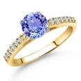 thumbnail image 1 of Gem Stone King 10K Two Tone Gold Blue Tanzanite and Lab Grown Diamond Engagement Ring for Women | 1.08 Cttw | Round 6MM | Gemstone December Birthstone | Size 5, 1 of 6