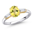 thumbnail image 1 of Gem Stone King 10K Two Tone Gold Canary Mystic Topaz and Lab Grown Diamond Engagement Ring for Women | 1.86 Cttw | Oval 8X6MM | Gemstone November Birthstone | Size 8, 1 of 6