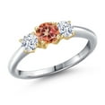thumbnail image 1 of Gem Stone King 10K Two Tone Gold Ecstasy Mystic Topaz and White Zirconia Engagement Ring for Women | 1.50 Cttw | Round 5MM | Gemstone November Birthstone | Size 8, 1 of 6