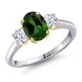 thumbnail image 1 of Gem Stone King 10K Two Tone Gold Green Chrome Diopside and White Zirconia Engagement Ring for Women | 1.70 Cttw | Oval 8X6MM | Gemstone Birthstone | Size 5, 1 of 6