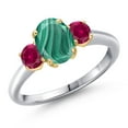 thumbnail image 1 of Gem Stone King 10K Two Tone Gold Green Malachite and Red Created Ruby Engagement Ring for Women | 2.50 Cttw | Oval 8X6MM | Gemstone Birthstone | Size 5, 1 of 6