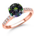 thumbnail image 1 of Gem Stone King 10K Two Tone Gold Green Mystic Topaz and Lab Grown Diamond Engagement Ring for Women | 2.60 Cttw | Round 8MM | Gemstone November Birthstone | Size 6, 1 of 6