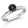 thumbnail image 1 of Gem Stone King 10K Two Tone Gold Green Mystic Topaz Solitaire Engagement Ring for Women | 0.55 Cttw | Round 5MM | Gemstone November Birthstone | Size 7, 1 of 6
