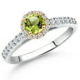 thumbnail image 1 of Gem Stone King 10K Two Tone Gold Green Peridot and Lab Grown Diamond Engagement Ring for Women | 0.84 Cttw | Round 5MM | Gemstone August Birthstone | Size 7, 1 of 6