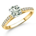thumbnail image 1 of Gem Stone King 10K Two Tone Gold Green Prasiolite and Lab Grown Diamond Engagement Ring for Women | 0.98 Cttw | Round 6MM | Gemstone Birthstone | Size 6, 1 of 6