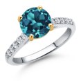 thumbnail image 1 of Gem Stone King 10K Two Tone Gold London Blue Topaz and Lab Grown Diamond Engagement Ring for Women | 2.70 Cttw | Round 8MM | Gemstone November Birthstone | Size 8, 1 of 6