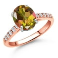 thumbnail image 1 of Gem Stone King 10K Two Tone Gold Mango Mystic Topaz and Lab Grown Diamond Engagement Ring for Women | 2.20 Cttw | Gemstone November Birthstone | Oval 9X7MM, 1 of 6