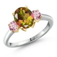 thumbnail image 1 of Gem Stone King 10K Two Tone Gold Mango Mystic Topaz and Pink Lab Grown Diamond Engagement Ring for Women | 2.50 Cttw | Oval 9X7MM | Gemstone November Birthstone | Size 5, 1 of 6