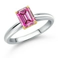 thumbnail image 1 of Gem Stone King 10K Two Tone Gold Pink Moissanite Engagement Ring for Women | 1.00 Cttw | Octagon 7X5MM | Gemstone Birthstone | Size 5, 1 of 6