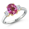 thumbnail image 1 of Gem Stone King 10K Two Tone Gold Pink Mystic Topaz and White Zirconia Engagement Ring for Women | 2.70 Cttw | Oval 9X7MM | Gemstone November Birthstone | Size 9, 1 of 6