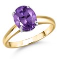 thumbnail image 1 of Gem Stone King 10K Two Tone Gold Purple Amethyst Engagement Ring for Women | 1.60 Cttw | Oval 9X7MM | Gemstone February Birthstone | Size 5, 1 of 6