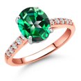 thumbnail image 1 of Gem Stone King 10K Two Tone Gold Rainforest Topaz and Lab Grown Diamond Engagement Ring for Women | 2.20 Cttw | Gemstone November Birthstone | Oval 9X7MM, 1 of 6