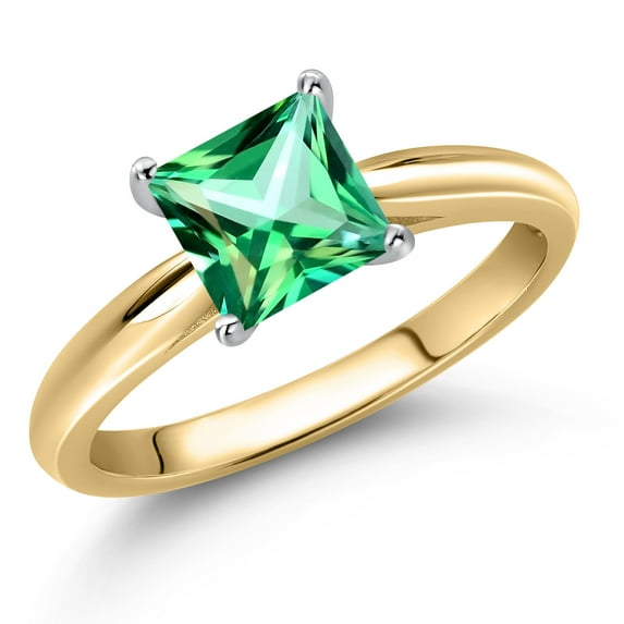 Gem Stone King 10K Two Tone Gold Rainforest Topaz Solitaire Engagement Ring for Women | 1.30 Cttw | Princess 6MM | Gemstone November Birthstone | Size 9