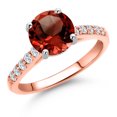 thumbnail image 1 of Gem Stone King 10K Two Tone Gold Red Garnet and Lab Grown Diamond Engagement Ring for Women | 2.70 Cttw | Round 8MM | Gemstone January Birthstone | Size 7, 1 of 6