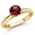 thumbnail image 1 of Gem Stone King 10K Two Tone Gold Red Garnet Solitaire Engagement Ring for Women | 1.00 Cttw | Round 6MM | Gemstone January Birthstone | Size 8, 1 of 6