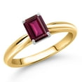 thumbnail image 1 of Gem Stone King 10K Two Tone Gold Red Rhodolite Garnet Engagement Ring for Women | 0.73 Cttw | Emerald Cut 6X4MM | Gemstone January Birthstone | Size 9, 1 of 6