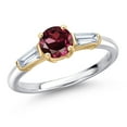 thumbnail image 1 of Gem Stone King 10K Two Tone Gold Red Rhodolite Garnet and Lab Grown Diamond Engagement Ring for Women | 1.30 Cttw | Round 6MM | Gemstone January Birthstone | Size 9, 1 of 6