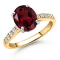 thumbnail image 1 of Gem Stone King 10K Two Tone Gold Red Rhodolite Garnet and Lab Grown Diamond Engagement Ring for Women | 2.20 Cttw | Oval 9X7MM | Gemstone January Birthstone | Size 9, 1 of 6