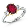 thumbnail image 1 of Gem Stone King 10K Two Tone Gold Ruby Red Mystic Quartz and Lab Grown Diamond Engagement Ring for Women | 2.34 Cttw | Oval 9X7MM | Gemstone Birthstone | Size 7, 1 of 6