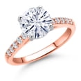 thumbnail image 1 of Gem Stone King 10K Two Tone Gold White Moissanite and Lab Grown Diamond Engagement Ring for Women | 2.10 Cttw | Round 8MM | Gemstone Birthstone | Size 9, 1 of 7