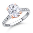 thumbnail image 1 of Gem Stone King 10K Two Tone Gold White Moissanite and Lab Grown Diamond Engagement Ring for Women | 2.30 Cttw | Oval 9X7MM | Gemstone Birthstone | Size 8, 1 of 7