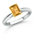 thumbnail image 1 of Gem Stone King 10K Two Tone Gold Yellow Citrine Engagement Ring for Women | 0.87 Cttw | Emerald Cut 7X5MM | Gemstone November Birthstone | Size 8, 1 of 6