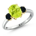 thumbnail image 1 of Gem Stone King 10K Two Tone Gold Yellow Lemon Quartz and Black Onyx Engagement Ring for Women | 2.09 Cttw | Oval 9X7MM | Gemstone Birthstone | Size 9, 1 of 6