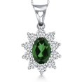 thumbnail image 1 of Gem Stone King 10K White Gold 1.30 Ct Emerald Envy Mystic Topaz Women’s Oval Halo Pendant, 1 of 6