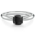 thumbnail image 1 of Gem Stone King 10K White Gold 5MM Cushion Cut Black Onyx Solitaire Engagement Ring for Women (0.53 Cttw, Gemstone December Birthstone, Available in Size 5, 6, 7, 8, 9), 1 of 4