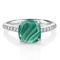thumbnail image 1 of Gem Stone King 10K White Gold 8MM Cushion Cut Green Malachite and White Lab Grown Diamond Engagement Ring for Women (3.18 Cttw, Gemstone, Available in Size 5, 6, 7, 8, 9), 1 of 4
