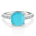 thumbnail image 1 of Gem Stone King 10K White Gold 8MM Cushion Cut Green Turquoise and White Lab Grown Diamond Engagement Ring for Women (2.18 Cttw, Gemstone, Available in Size 5, 6, 7, 8, 9), 1 of 4