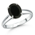 thumbnail image 1 of Gem Stone King 10K White Gold Black Onyx Engagement Ring for Women | 2.00 Cttw | Oval 9X7MM | Gemstone December Birthstone | Size 7, 1 of 6