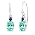 thumbnail image 1 of Gem Stone King 10K White Gold Blue Apatite and Blue Sapphire Dangle Earrings for Women (2.58 Cttw, Gemstone Birthstone, Oval 8x6mm), 1 of 3