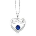 thumbnail image 1 of Gem Stone King 10K White Gold Blue Created Sapphire and White Lab Grown Diamond Heart and Infinity Pendant Necklace for Women (1.02 Cttw, Round 5MM, with 18 inch Silver Chain), 1 of 4