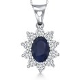 thumbnail image 1 of Gem Stone King 10K White Gold Blue Sapphire Oval Halo Pendant Necklace for Women (1.52 Cttw, Gemstone Birthstone, with 18 inch Chain), 1 of 6
