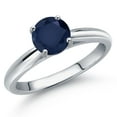 thumbnail image 1 of Gem Stone King 10K White Gold Blue Sapphire Solitaire Engagement Ring for Women | 1.10 Cttw | Round 6MM | Gemstone September Birthstone | Size 8, 1 of 6