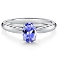 thumbnail image 1 of Gem Stone King 10K White Gold Blue Tanzanite Solitaire Engagement Ring for Women (0.75 Cttw, Oval 7X5MM, Gemstone December Birthstone, Size 5), 1 of 4
