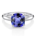 thumbnail image 1 of Gem Stone King 10K White Gold Blue Tanzanite Solitaire Engagement Ring for Women (2.70 Cttw, Cushion 8MM, Gemstone December Birthstone, Available in Size 5, 6, 7, 8, 9), 1 of 4