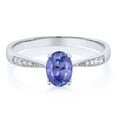 thumbnail image 1 of Gem Stone King 10K White Gold Blue Tanzanite and White Diamond Engagement Ring for Women (0.81 Cttw, Gemstone December Birthstone, Oval 7X5MM, Available in Size 5, 6, 7, 8, 9), 1 of 5