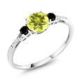 thumbnail image 1 of Gem Stone King 10K White Gold Canary Mystic Topaz Black Diamond and White Diamond Accent 3-Stone Engagement Ring for Women (1.17 Cttw, Round 6MM, Gemstone November Birthstone, Size 6.5), 1 of 5